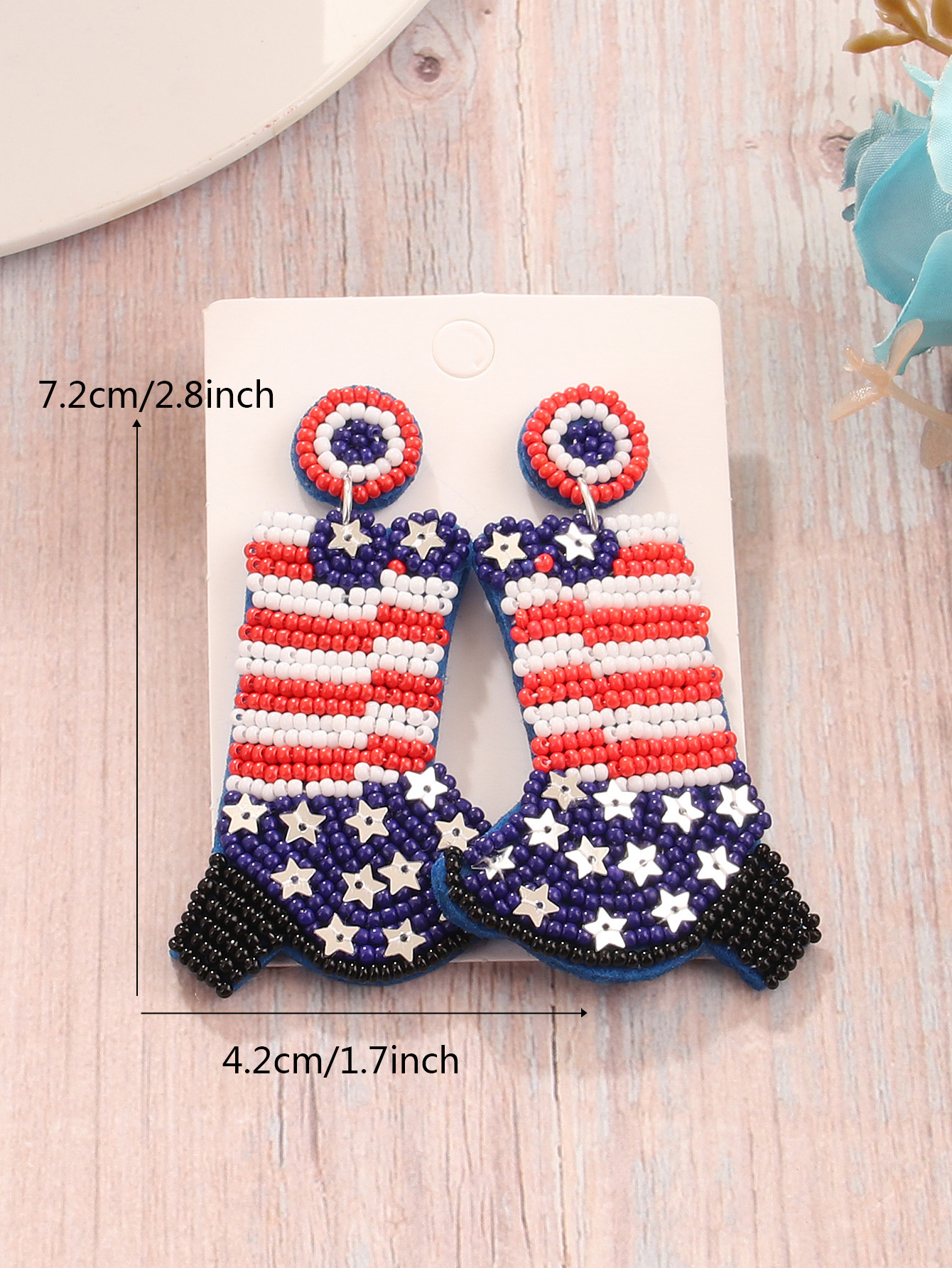 Retro Ice Cream Star Seed Bead Inlay Glass Independence Day Women's Drop Earrings display picture 7