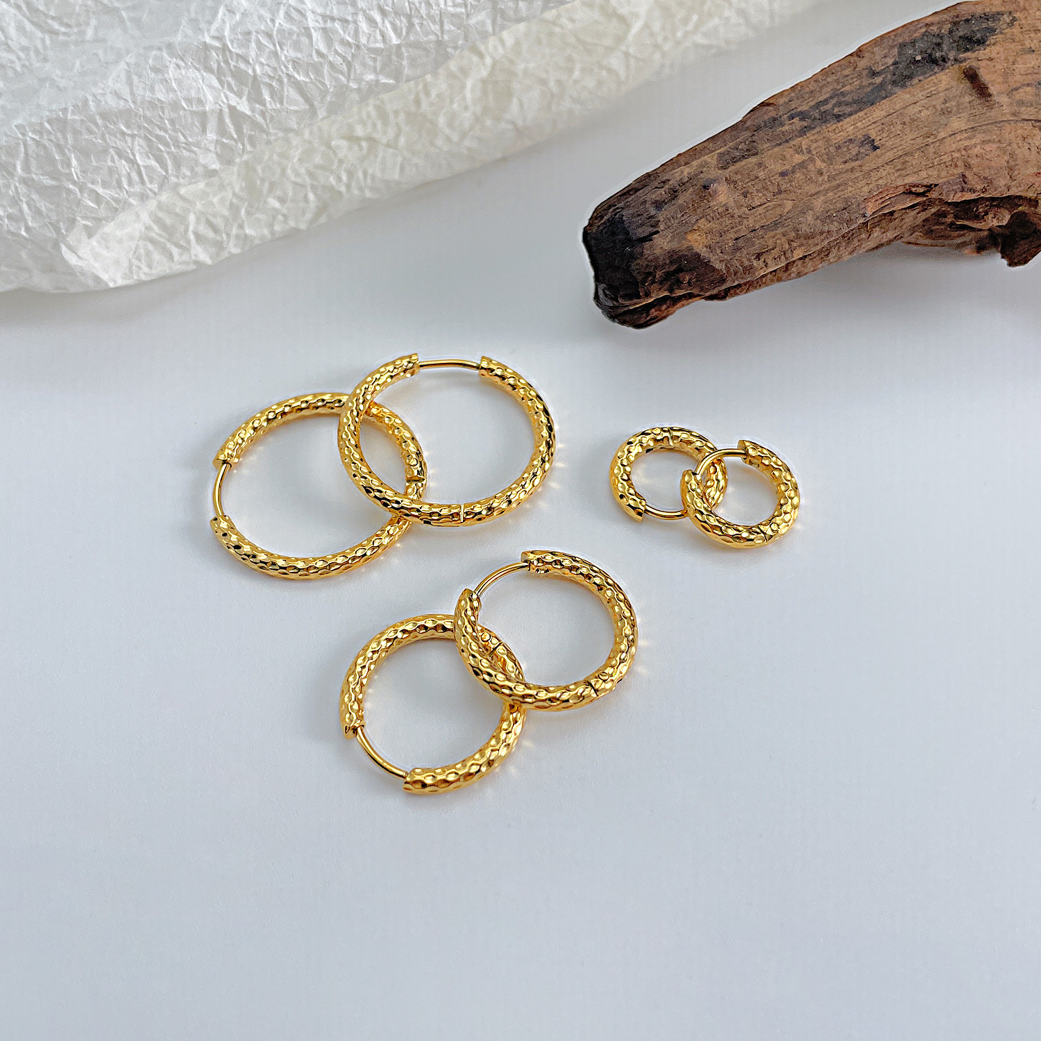 1 Pair Simple Style Classic Style Circle Patchwork 304 Stainless Steel Hoop Earrings display picture 4
