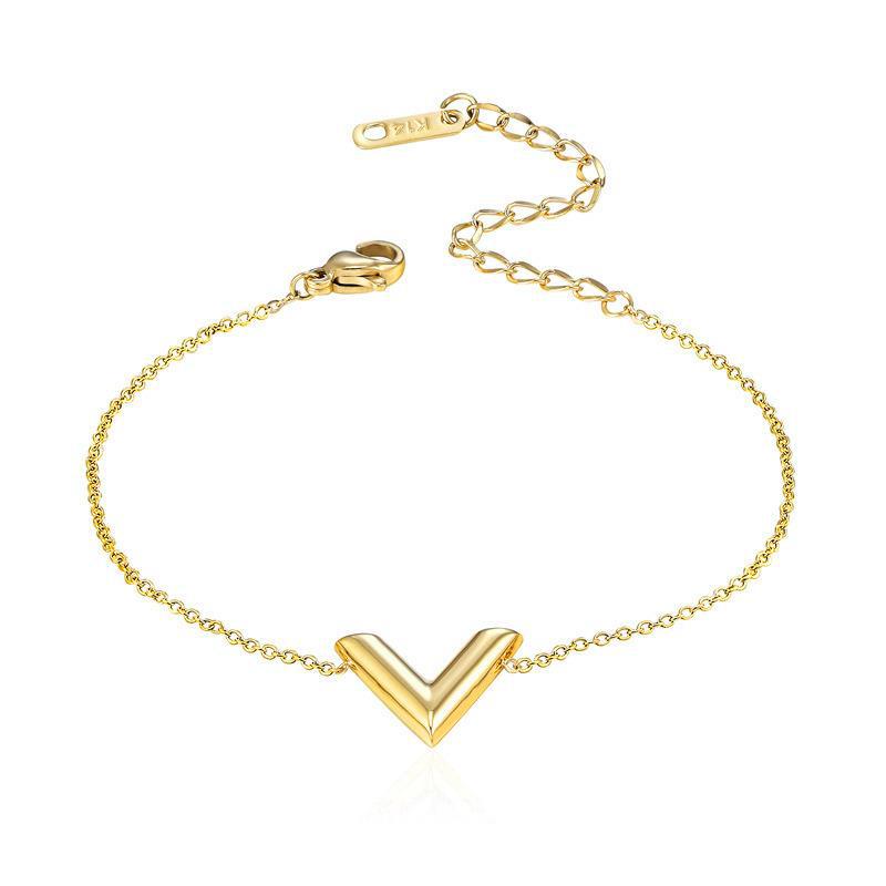 304 Stainless Steel 18K Gold Plated IG Style Casual Plating V Shape Bracelets Earrings Necklace display picture 2