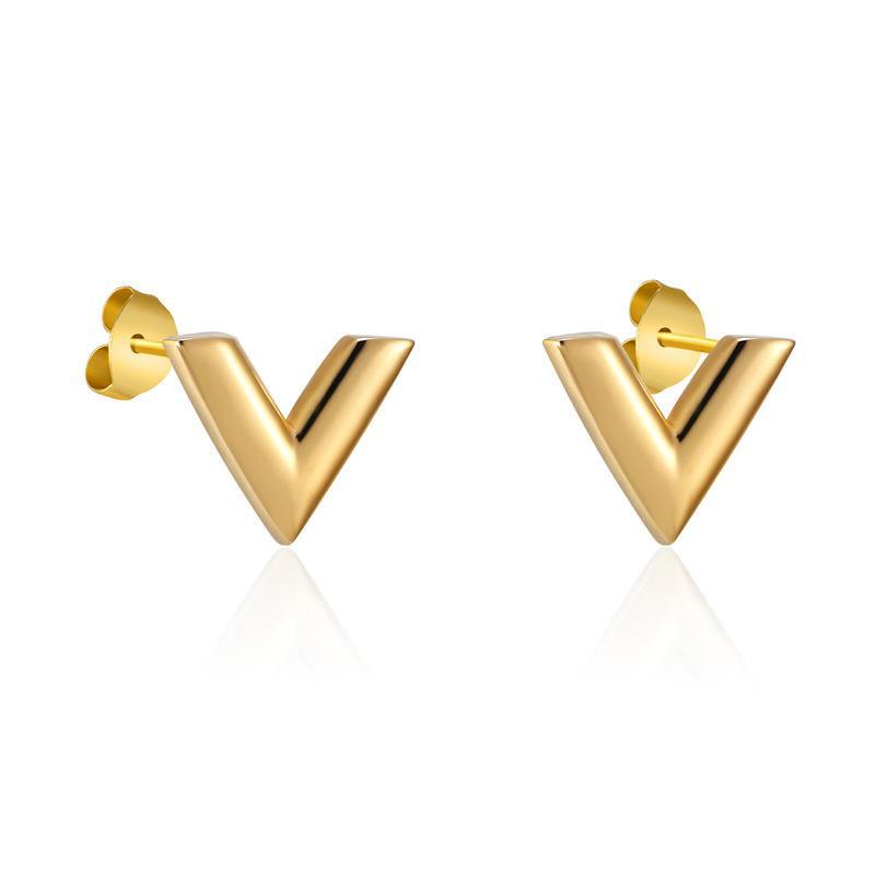 304 Stainless Steel 18K Gold Plated IG Style Casual Plating V Shape Bracelets Earrings Necklace display picture 3