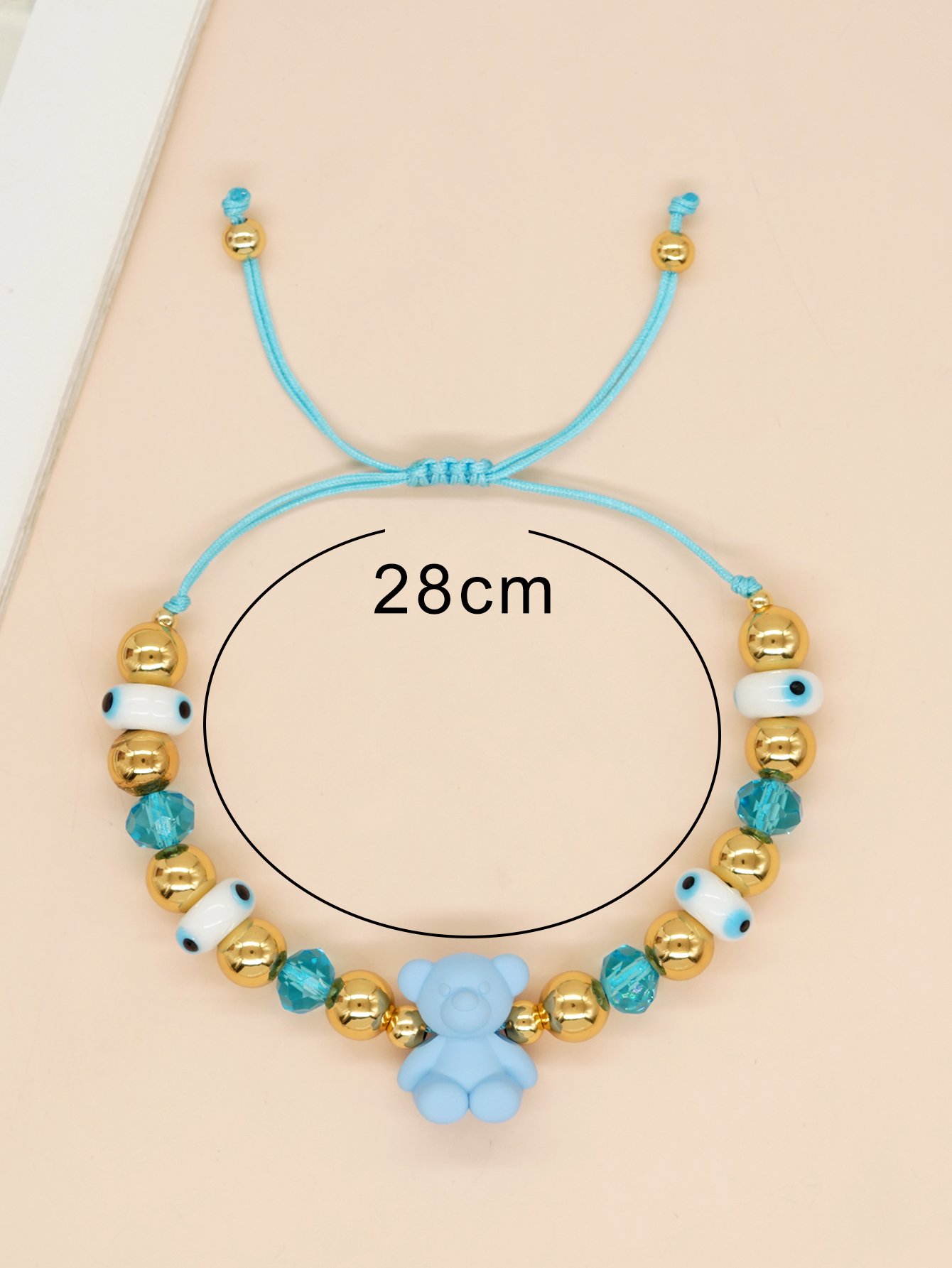 Cute Handmade Devil's Eye Bear Artificial Crystal Glass Copper Beaded Women's Bracelets display picture 5
