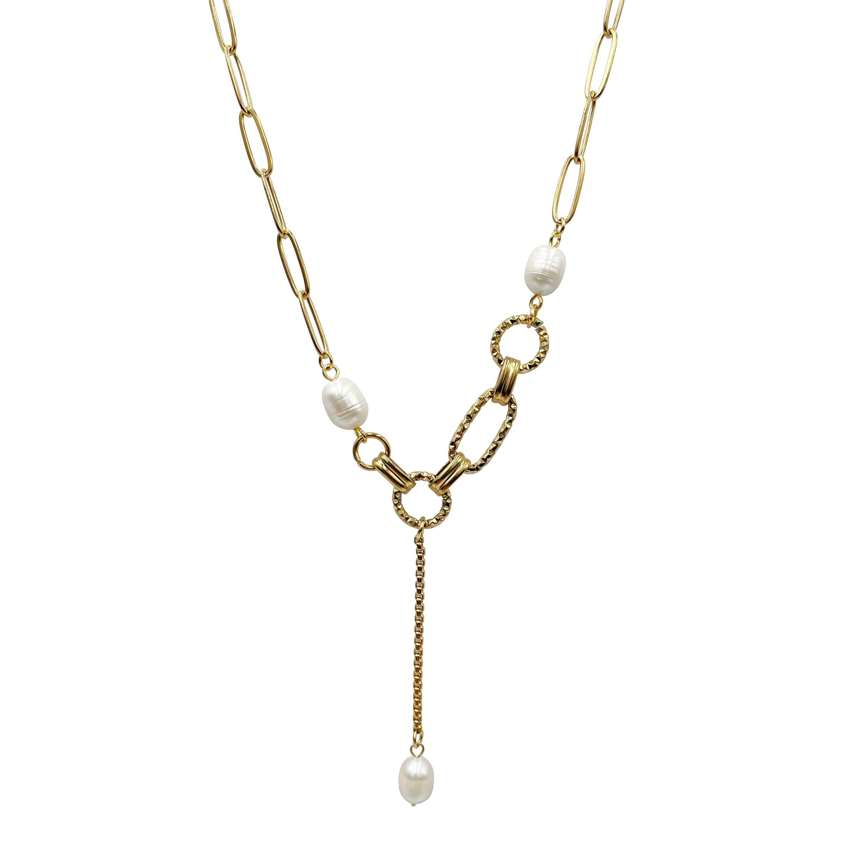 Edelstahl 304 Vergoldet Moderner Stil Polieren Perle Überzug Runden Oval Perle Halskette display picture 4