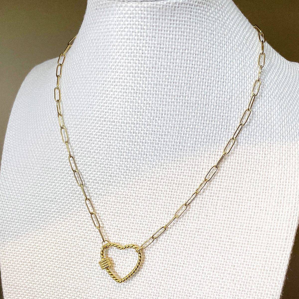 304 Stainless Steel 14K Gold Plated Casual Simple Style Polishing Plating Hollow Out Heart Shape Long Necklace Necklace display picture 1