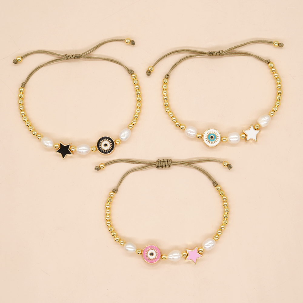 Ig Style Pentagram Heart Shape Eye Freshwater Pearl Copper Wholesale Bracelets display picture 16