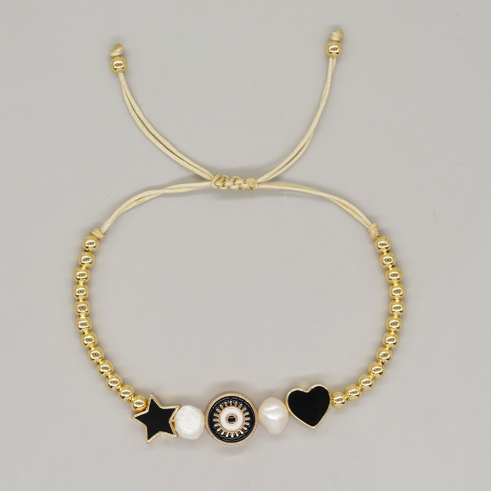 Ig Style Pentagram Heart Shape Eye Freshwater Pearl Copper Wholesale Bracelets display picture 7