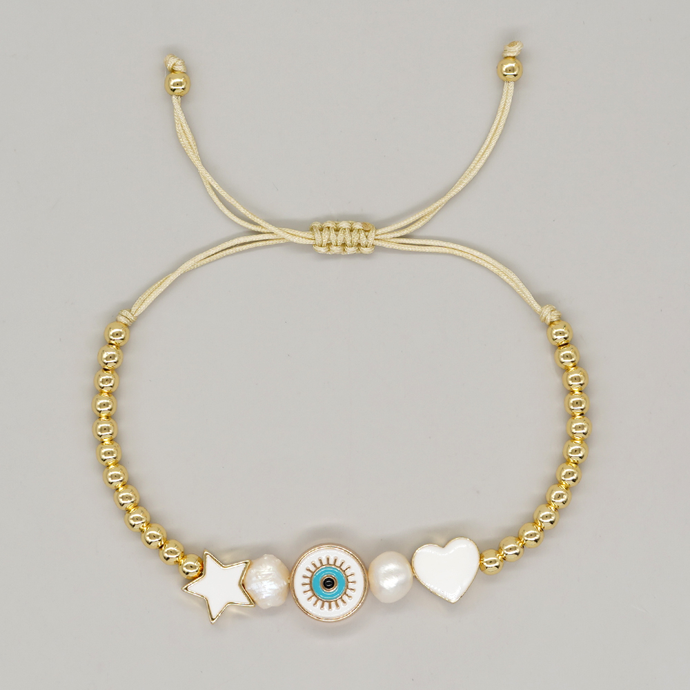 Ig Style Pentagram Heart Shape Eye Freshwater Pearl Copper Wholesale Bracelets display picture 4