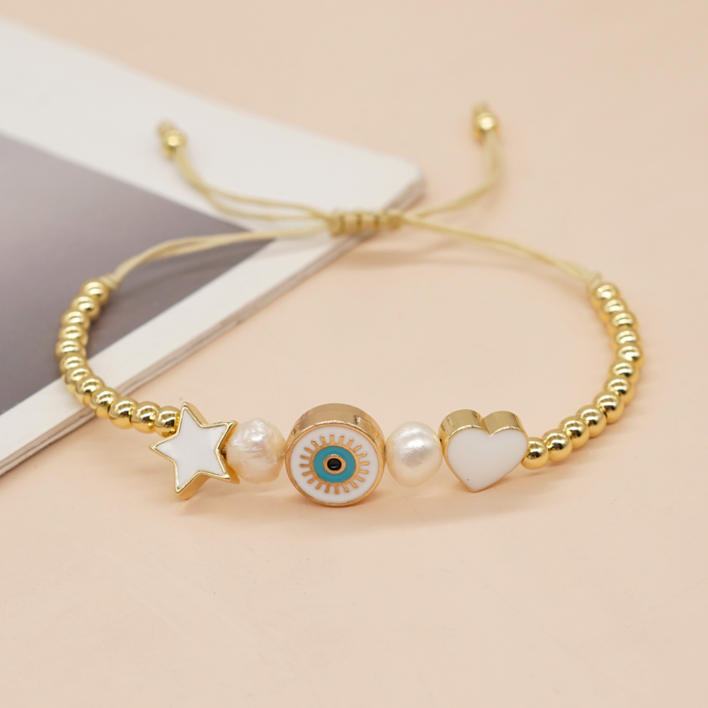 Ig Style Pentagram Heart Shape Eye Freshwater Pearl Copper Wholesale Bracelets display picture 8
