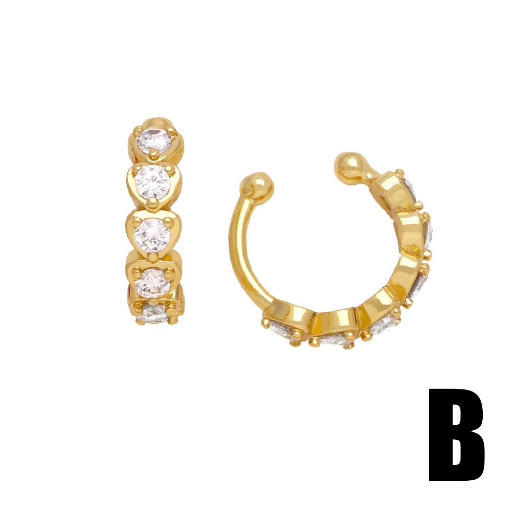 1 Pair Simple Style C Shape Irregular Plating Inlay Copper Zircon 18k Gold Plated Ear Clips display picture 3