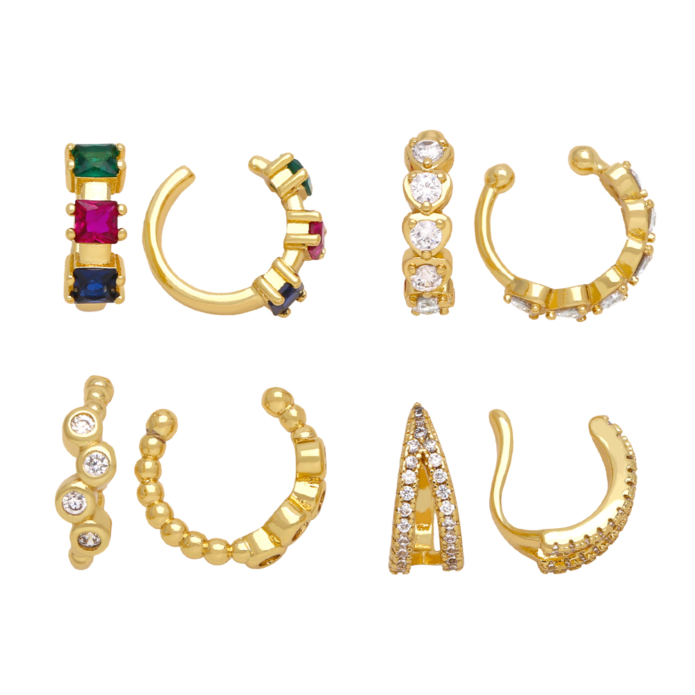 1 Pair Simple Style C Shape Irregular Plating Inlay Copper Zircon 18k Gold Plated Ear Clips display picture 2