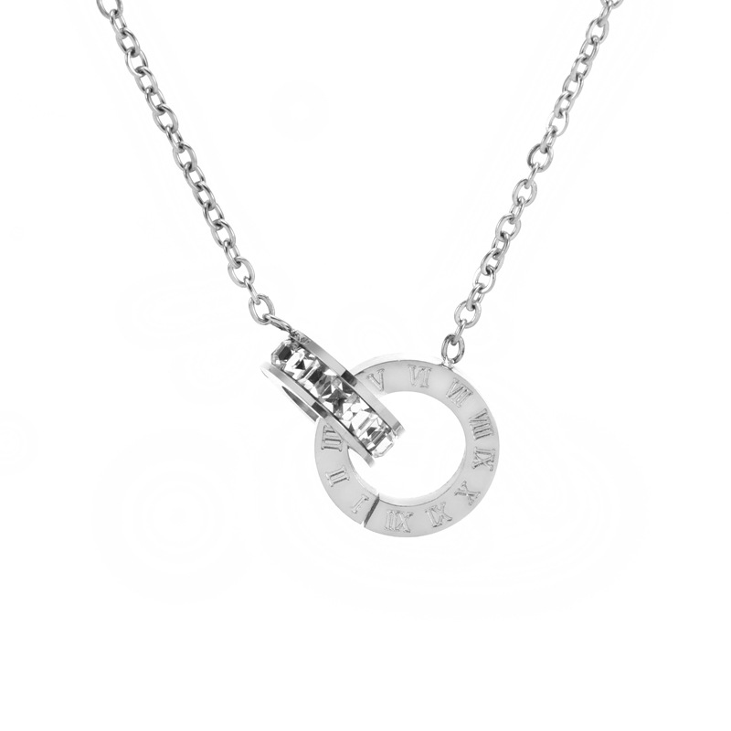 Titanium Steel Elegant Circle Plating Inlay Zircon Pendant Necklace display picture 4