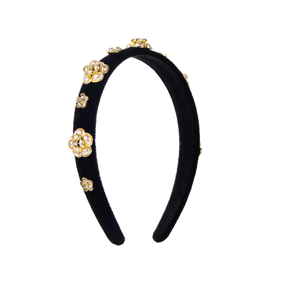 Elegant Luxurious Petal Flannel Inlay Artificial Pearls Rhinestones Hair Band display picture 7