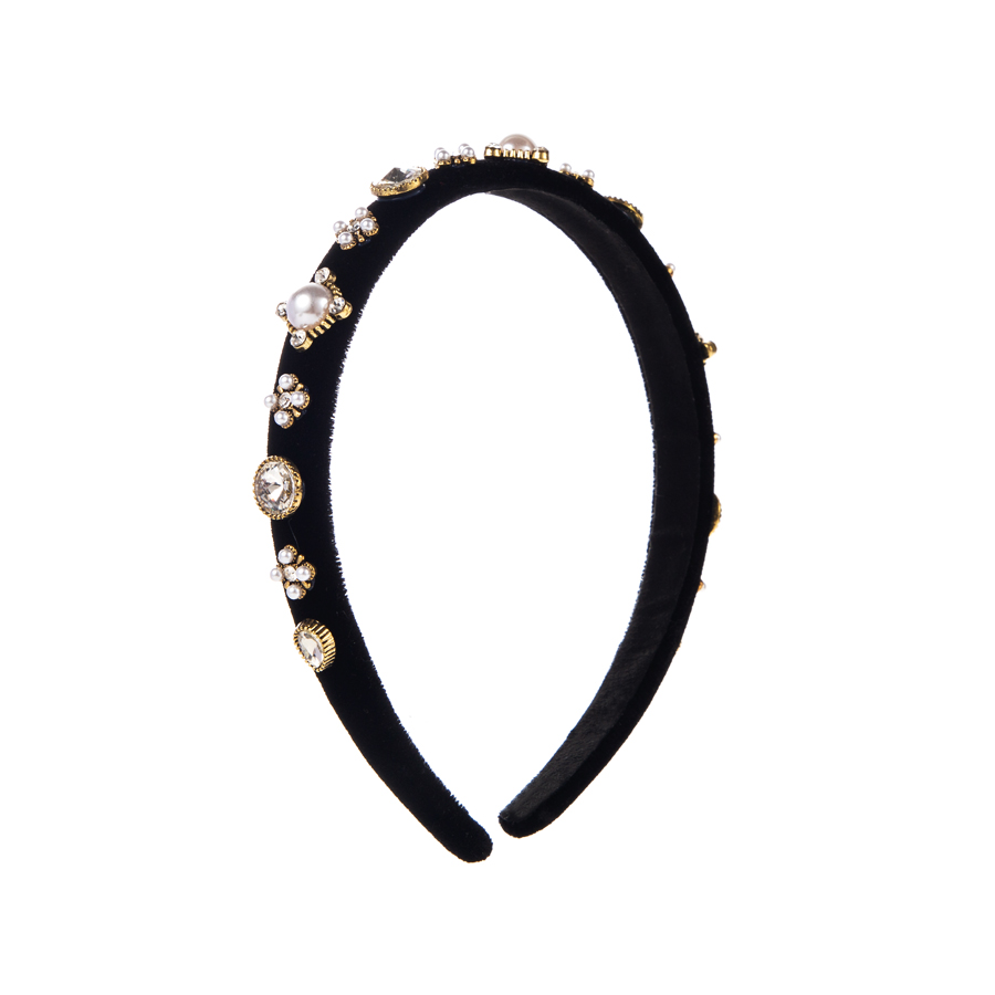 Elegant Luxurious Petal Flannel Inlay Artificial Pearls Rhinestones Hair Band display picture 8