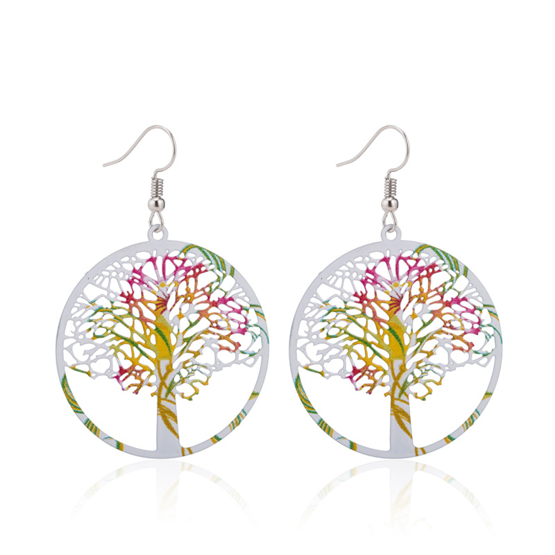 Cute Exaggerated Simple Style Multicolor Tree Alloy Hollow Out Women's Drop Earrings display picture 1