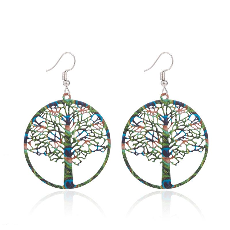Cute Exaggerated Simple Style Multicolor Tree Alloy Hollow Out Women's Drop Earrings display picture 2