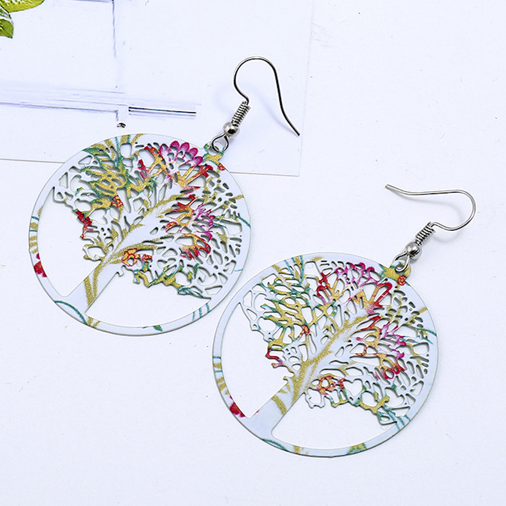 Cute Exaggerated Simple Style Multicolor Tree Alloy Hollow Out Women's Drop Earrings display picture 4