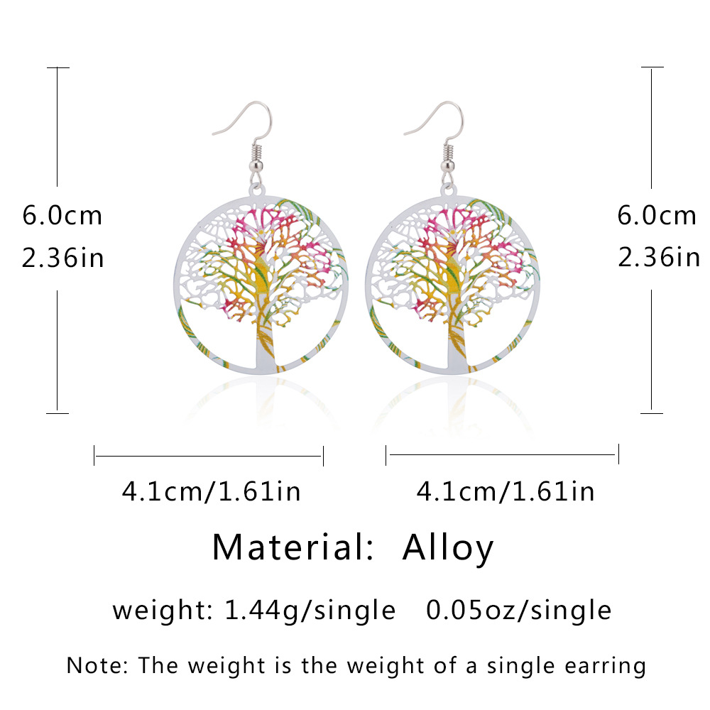 Cute Exaggerated Simple Style Multicolor Tree Alloy Hollow Out Women's Drop Earrings display picture 5