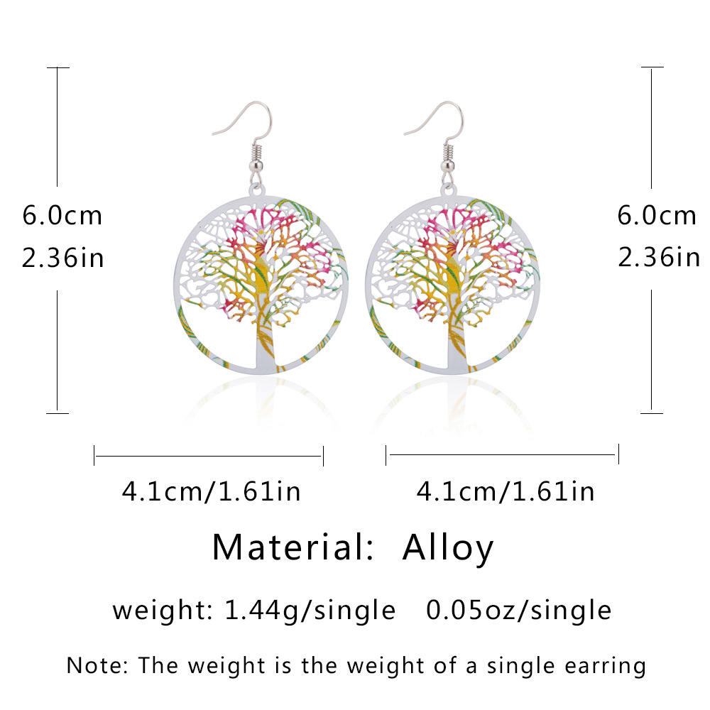 Mignon Exagéré Style Simple Multicolore Arbre Alliage Évider Femmes Boucles D'oreilles display picture 5