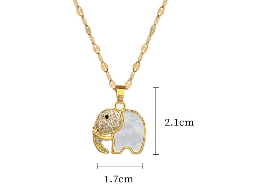 Cute Elephant Titanium Steel Copper Shell Zircon Pendant Necklace In Bulk display picture 5