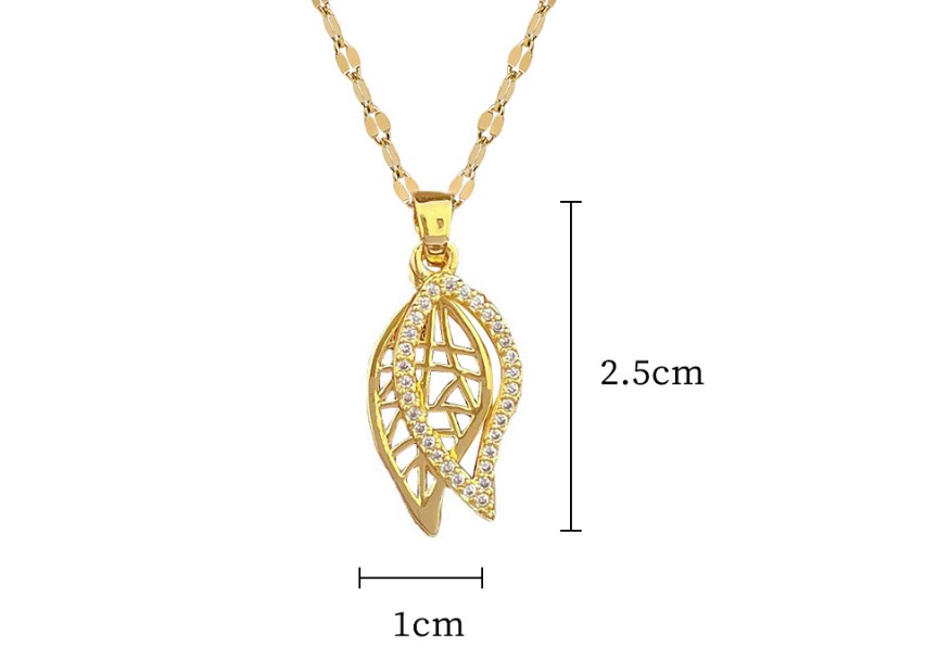 Élégant Feuille Acier Au Titane Le Cuivre Incruster Zircon Pendentif display picture 6