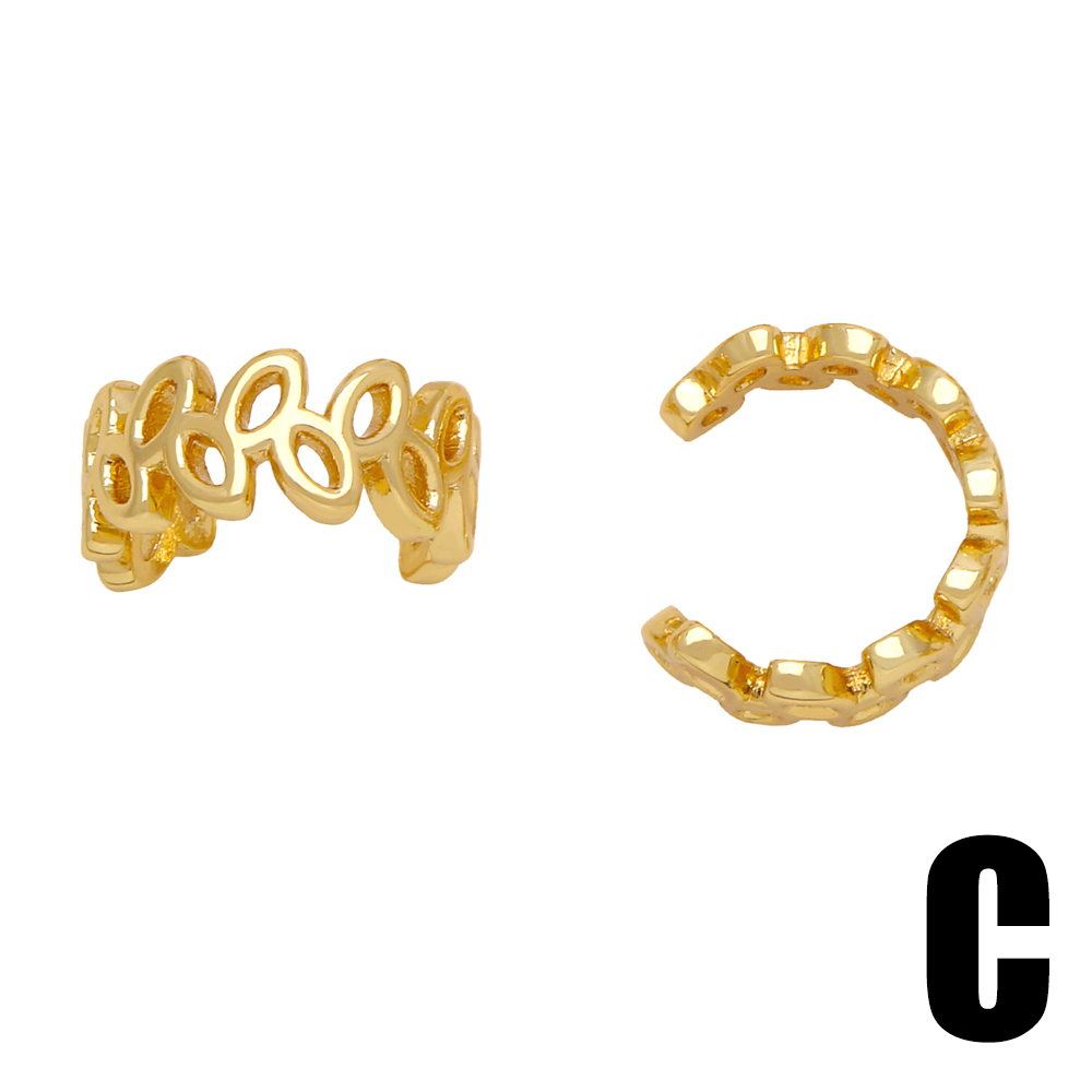 1 Paire Style Simple Feuilles La Chaine Placage Le Cuivre Plaqué Or 18k Clips D'oreille display picture 5