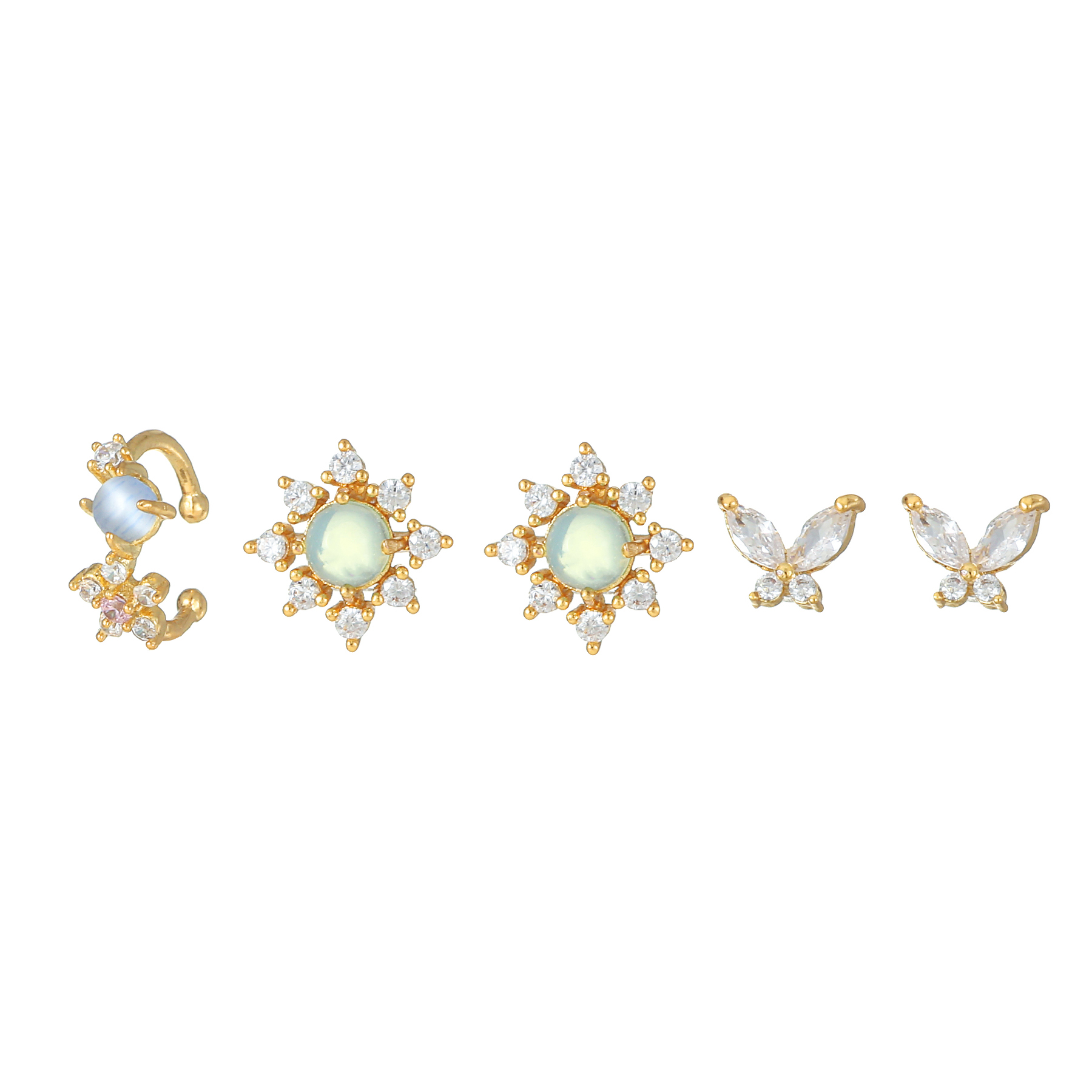 1 Set Simple Style Butterfly Plating Inlay Brass Zircon 18k Gold Plated Ear Studs display picture 5