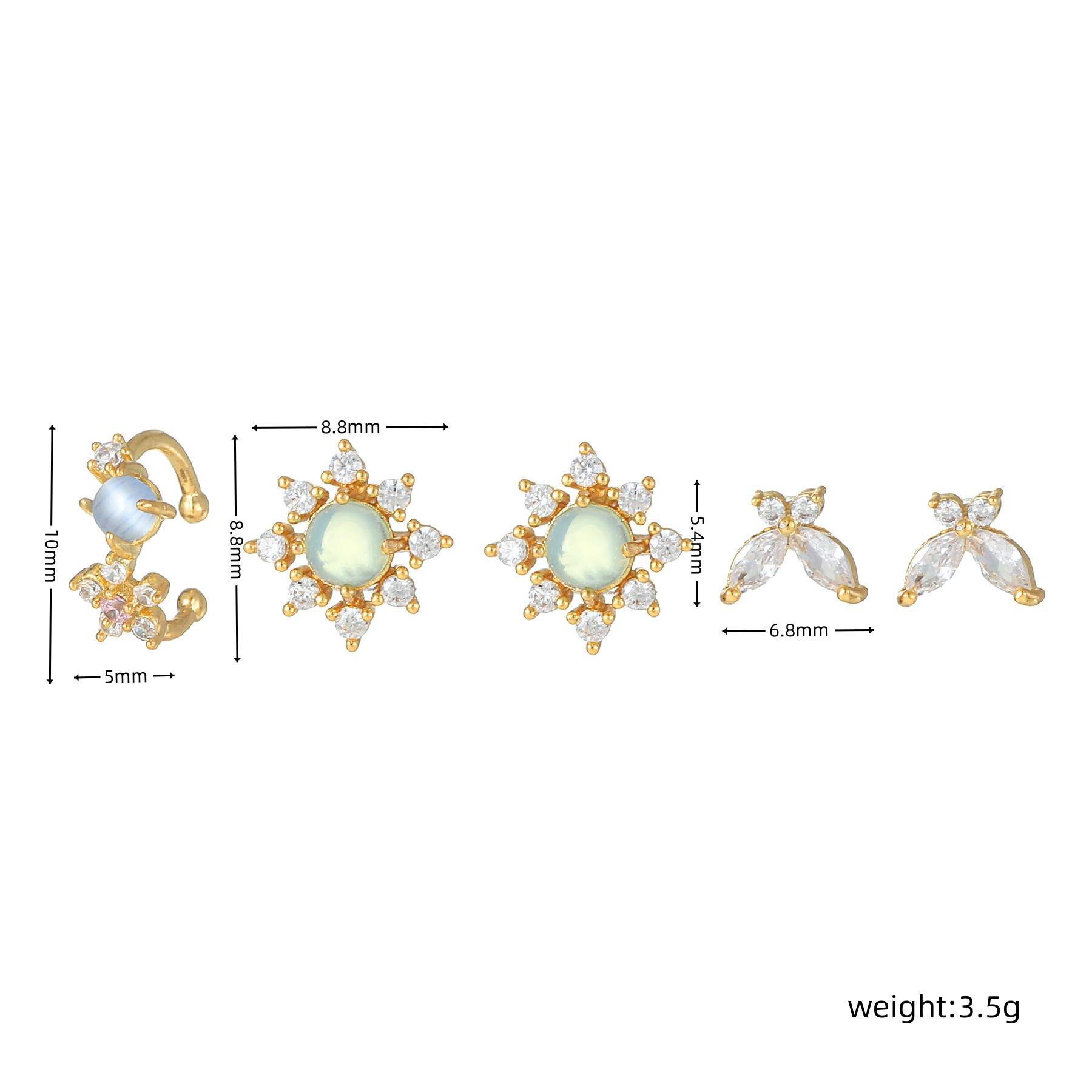 1 Set Simple Style Butterfly Plating Inlay Brass Zircon 18k Gold Plated Ear Studs display picture 6