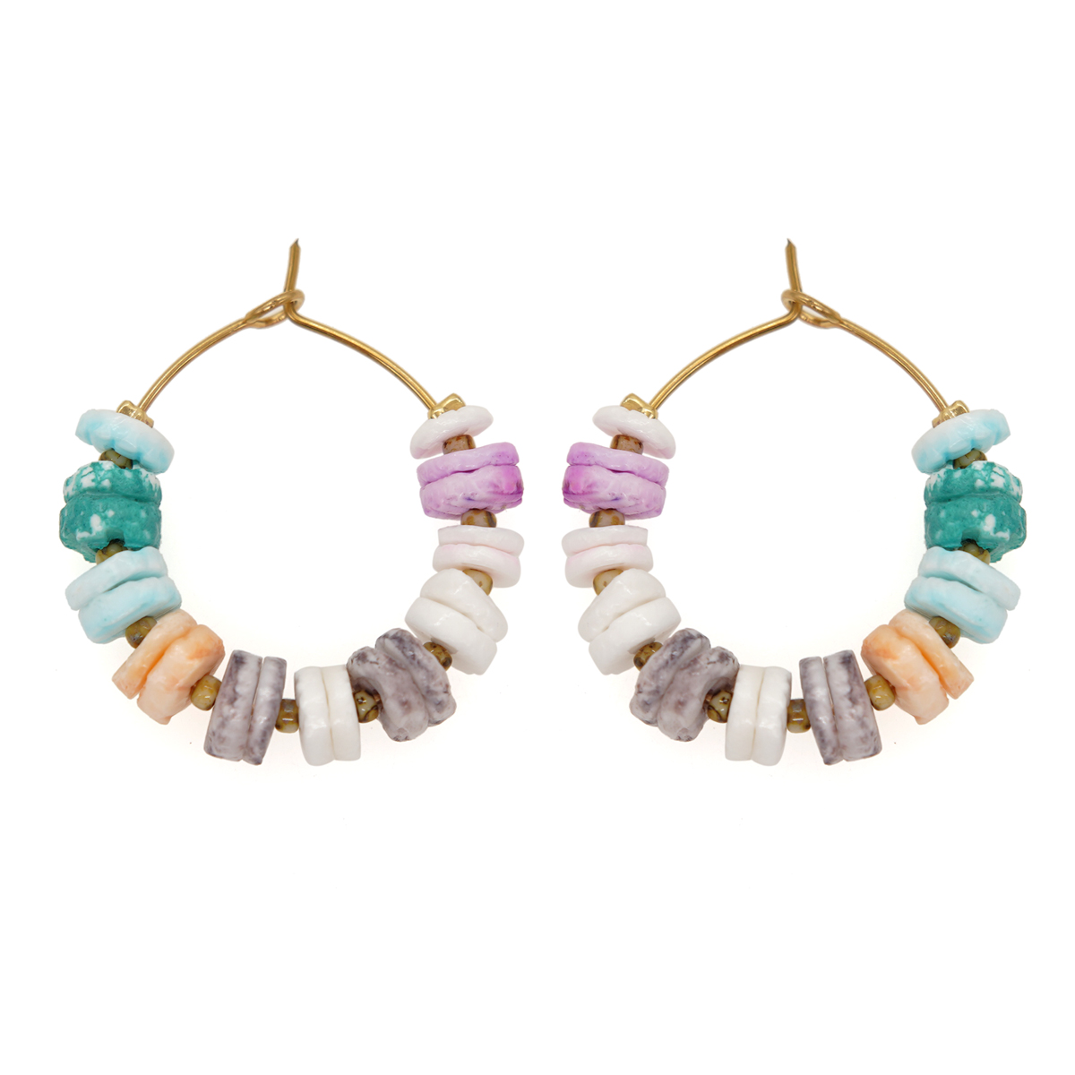 1 Pair Sweet C Shape Multicolor Beaded Braid Glass Copper Ear Studs display picture 2