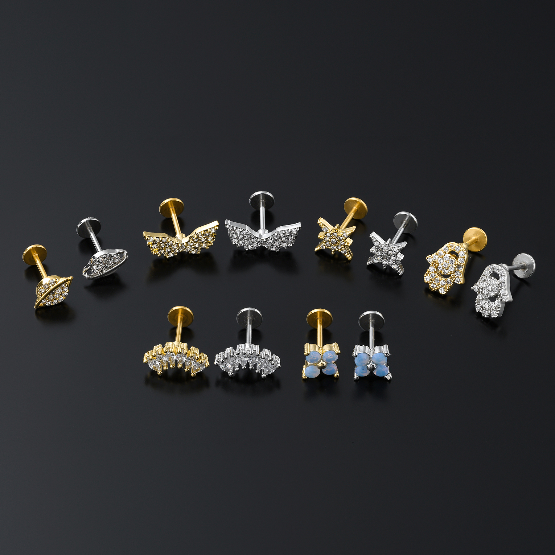 Simple Style Solid Color Copper 18k Gold Plated White Gold Plated Zircon Ear Studs In Bulk display picture 4