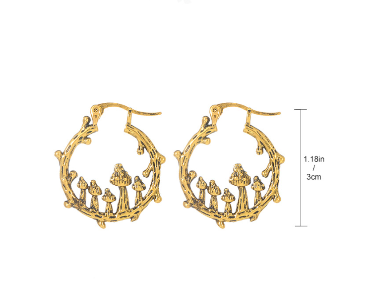 Vintage Style Mushroom Alloy Plating 14k Gold Plated Women's Hoop Earrings display picture 1