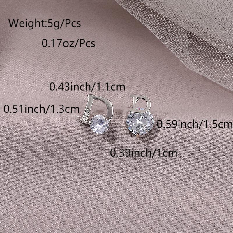 1 Pair Sexy Simple Style Letter Plating Inlay Copper Zircon Silver Plated Ear Studs display picture 1