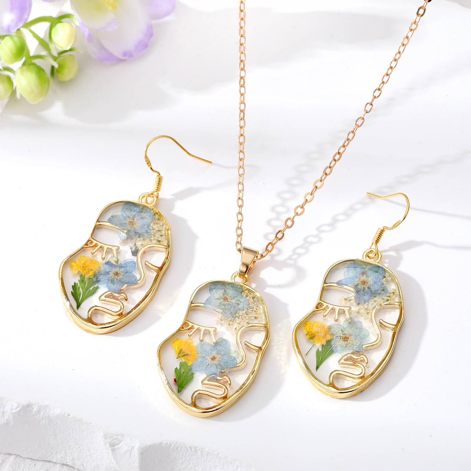 Casual Vacation Simple Style Flower Resin Wholesale Earrings Necklace display picture 2