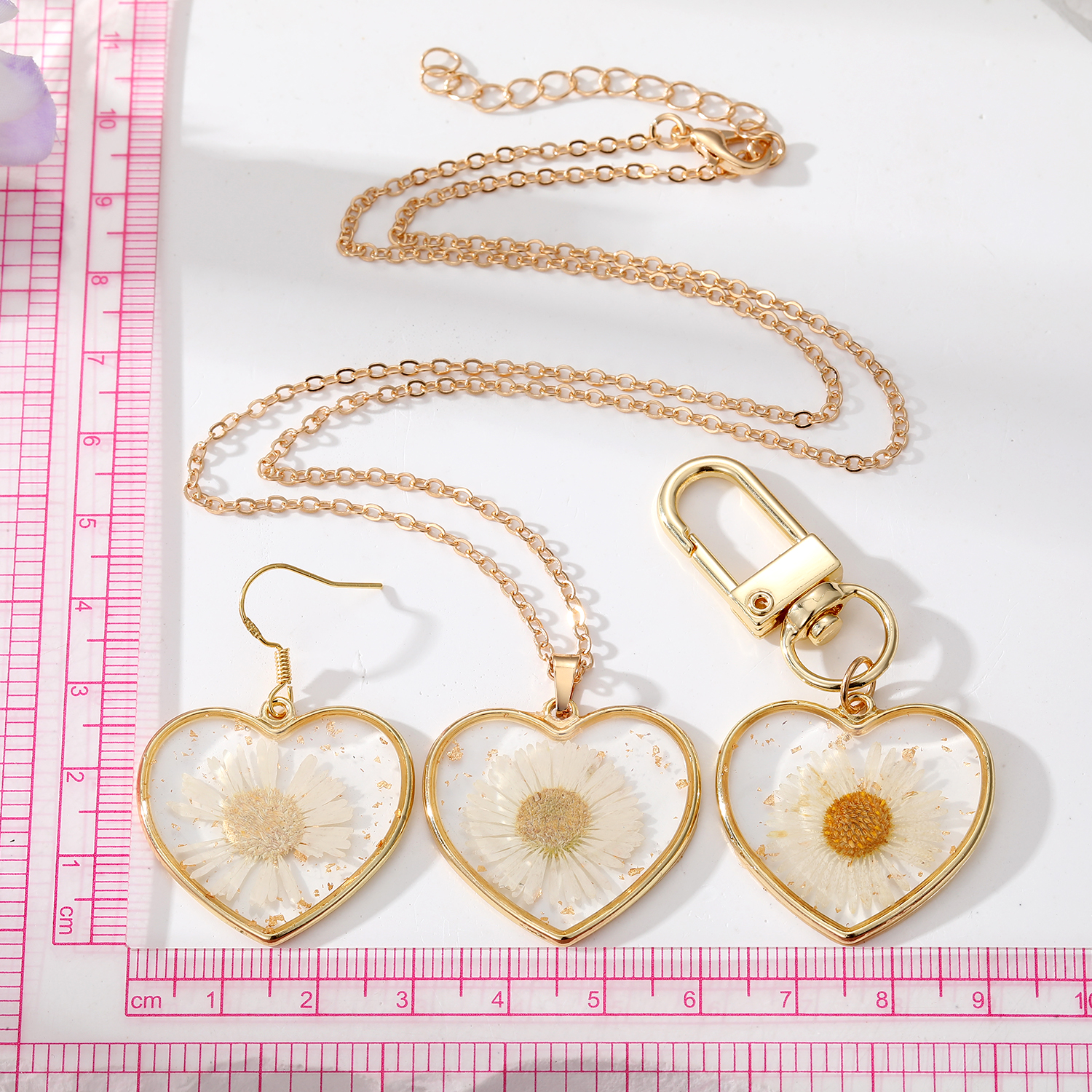 Casual Cute Vacation Heart Shape Alloy Resin Wholesale Earrings Necklace display picture 2