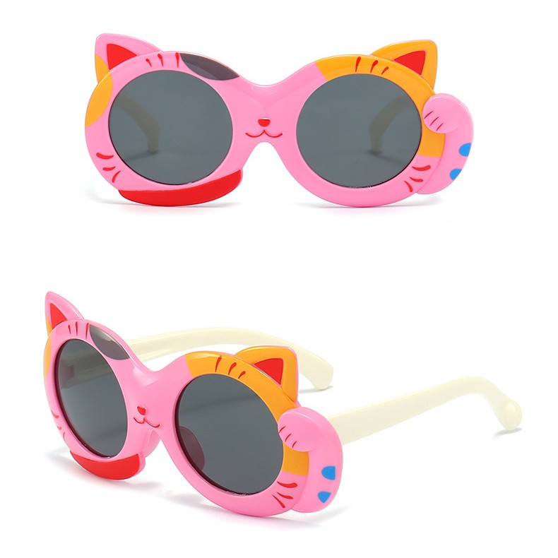 Cute Color Block Cat Tac Special-shaped Mirror Full Frame Kids Sunglasses display picture 3
