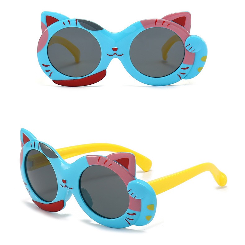 Cute Color Block Cat Tac Special-shaped Mirror Full Frame Kids Sunglasses display picture 4