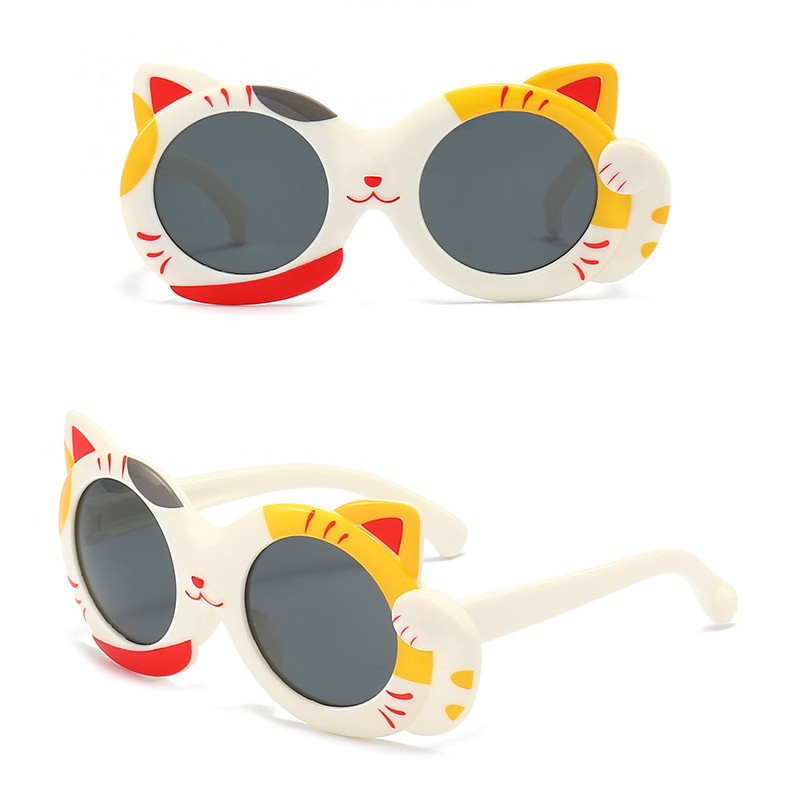 Cute Color Block Cat Tac Special-shaped Mirror Full Frame Kids Sunglasses display picture 2