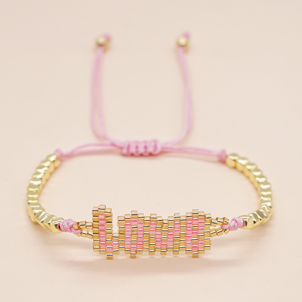 Classic Style Lips Letter Heart Shape Glass Seed Bead Braid Women's Bracelets display picture 25