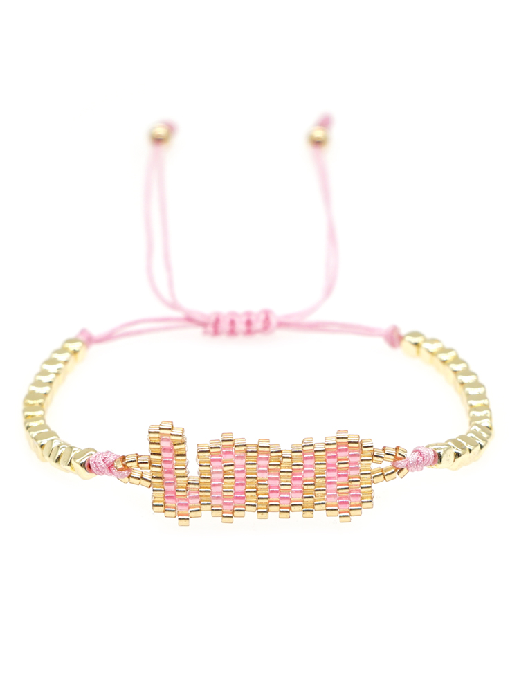 Classic Style Lips Letter Heart Shape Glass Seed Bead Braid Women's Bracelets display picture 26
