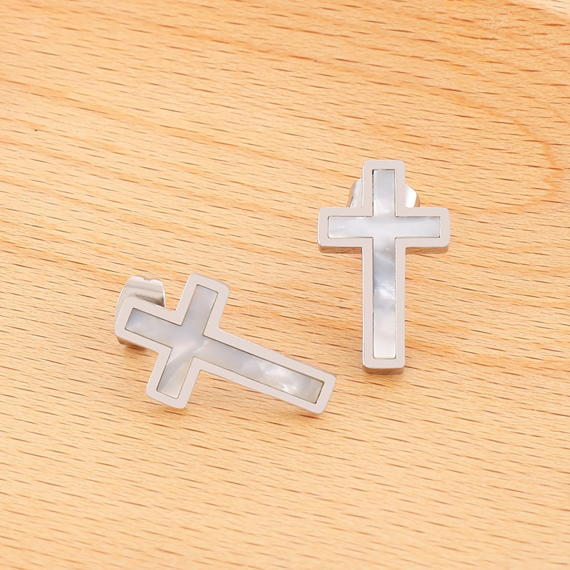 Titanium Steel 18K Gold Plated Vacation Plating Inlay Cross Shell Bracelets Earrings Necklace display picture 9