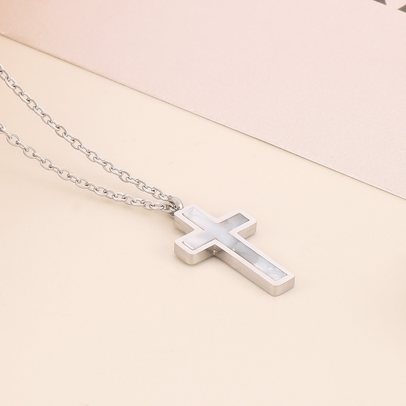 Titanium Steel 18K Gold Plated Vacation Plating Inlay Cross Shell Bracelets Earrings Necklace display picture 1