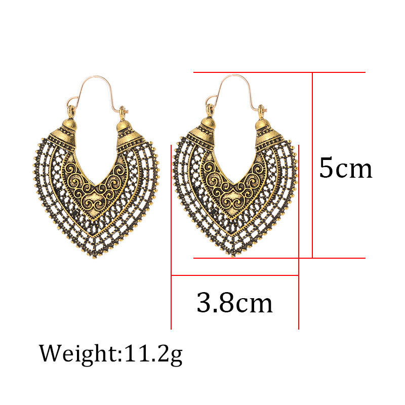 1 Pair Casual Vintage Style Human Face Leaf Heart Shape Plating Hollow Out Inlay Alloy Metal Brass Resin Zircon 18k Gold Plated Gold Plated Silver Plated Earrings display picture 16
