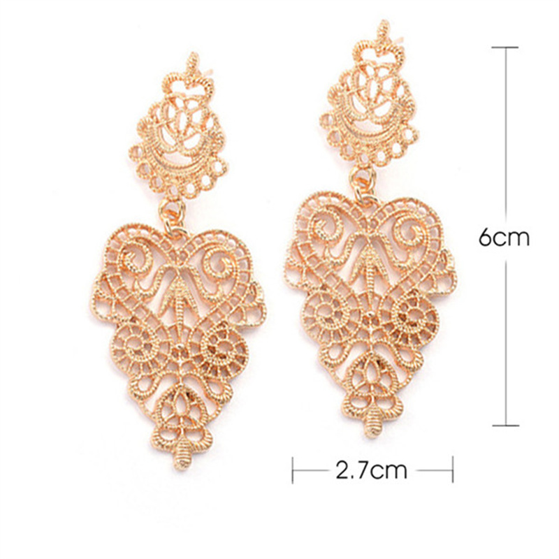1 Pair Casual Vintage Style Human Face Leaf Heart Shape Plating Hollow Out Inlay Alloy Metal Brass Resin Zircon 18k Gold Plated Gold Plated Silver Plated Earrings display picture 14