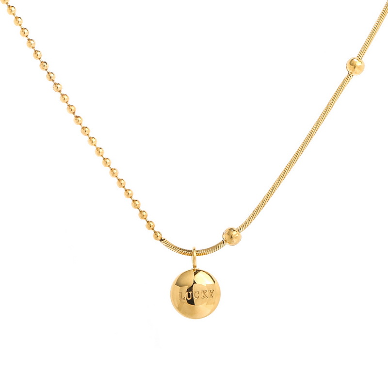 304 Stainless Steel 18K Gold Plated IG Style Simple Style Plating Letter Ball Pendant Necklace display picture 5