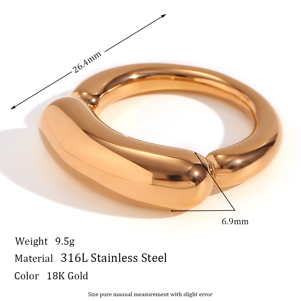 Basic Simple Style Classic Style Solid Color Stainless Steel Plating 18k Gold Plated Rings display picture 2