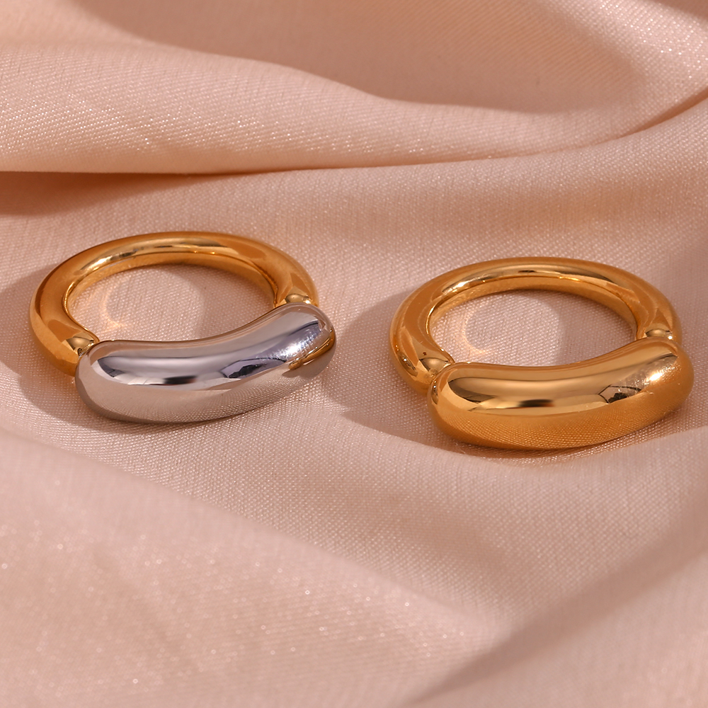 Basic Simple Style Classic Style Solid Color Stainless Steel Plating 18k Gold Plated Rings display picture 9