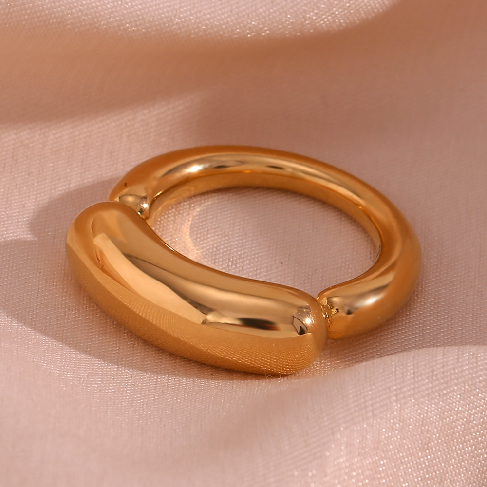Basic Simple Style Classic Style Solid Color Stainless Steel Plating 18k Gold Plated Rings display picture 8