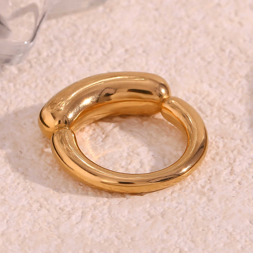Basic Simple Style Classic Style Solid Color Stainless Steel Plating 18k Gold Plated Rings display picture 12