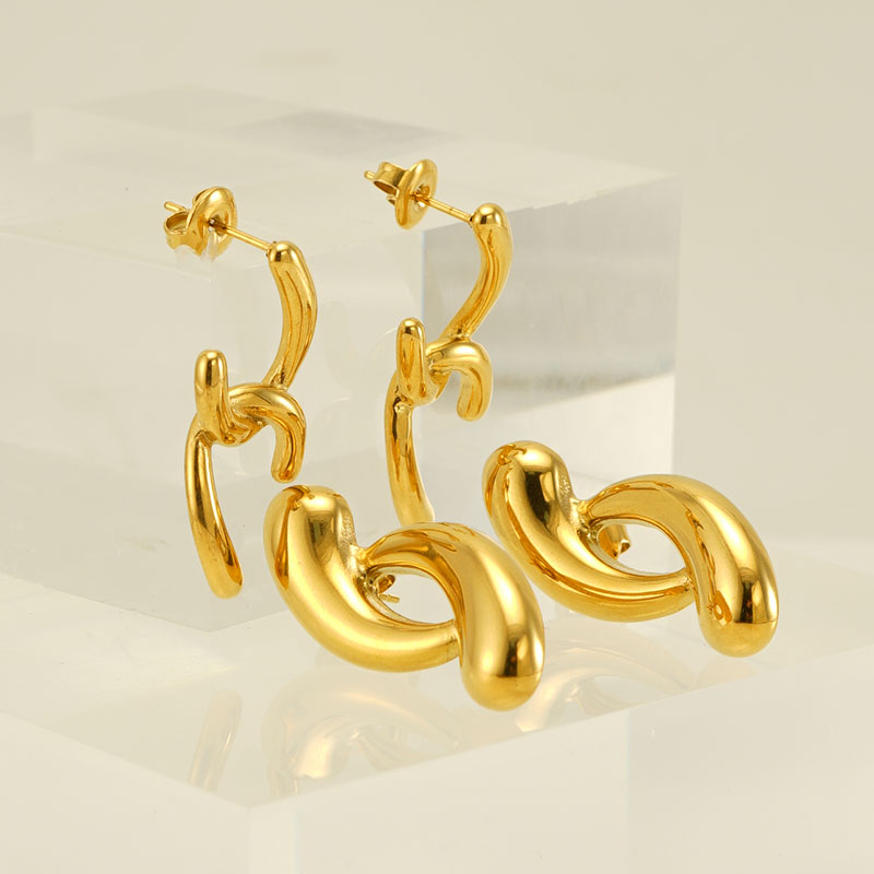1 Pair Modern Style Simple Style Irregular Solid Color Polishing Plating Stainless Steel 18K Gold Plated Ear Studs display picture 1