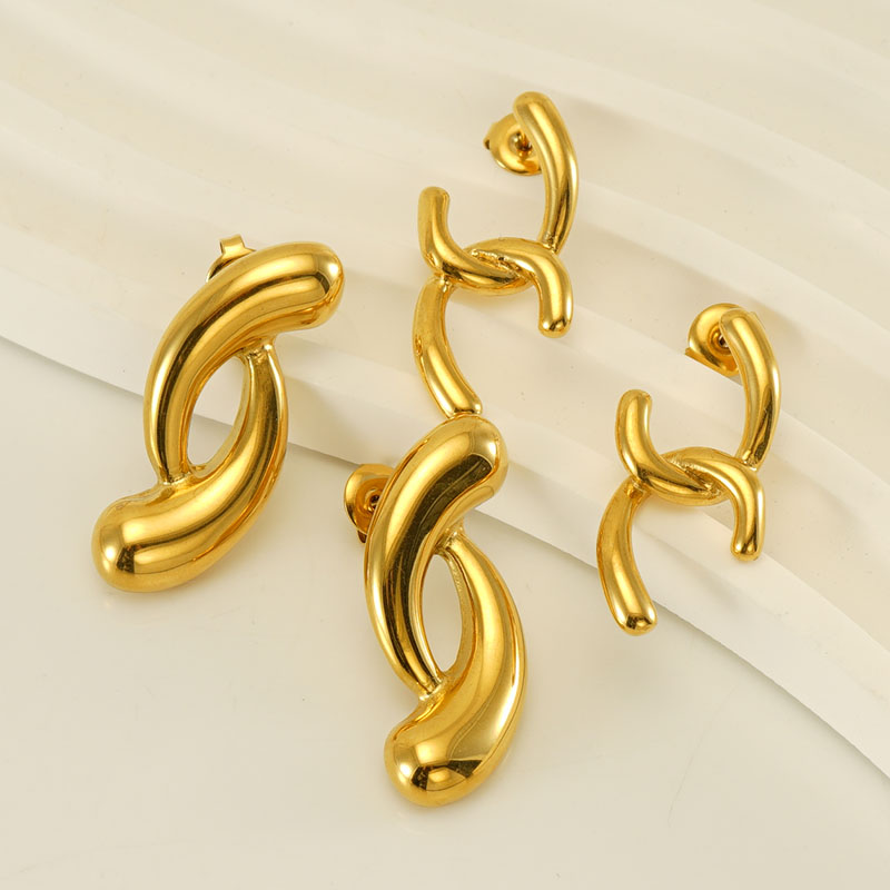 1 Pair Modern Style Simple Style Irregular Solid Color Polishing Plating Stainless Steel 18K Gold Plated Ear Studs display picture 4