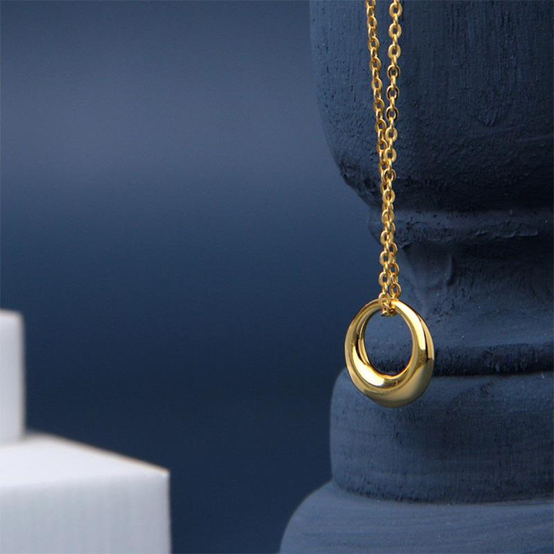 304 Stainless Steel 18K Gold Plated IG Style Plating Circle Pendant Necklace display picture 1