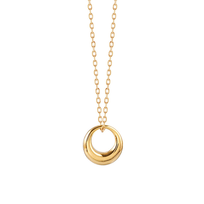 304 Stainless Steel 18K Gold Plated IG Style Plating Circle Pendant Necklace display picture 5